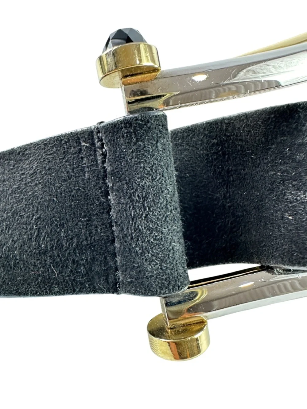 Vintage VALENTINO Garavani Black Suede Leather Wide Buckle Women Belt Size 85/34